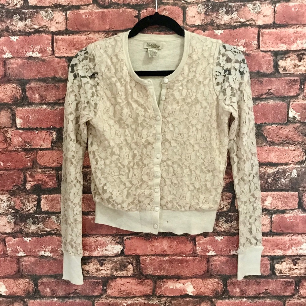 Lucky Brand Lace Button-Up Cardigan